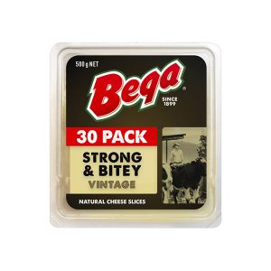Fresh Strong & Bitey Vintage Natural Cheese Slices Bega